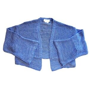 Anthropologie Blue Open-Knit Cardigan